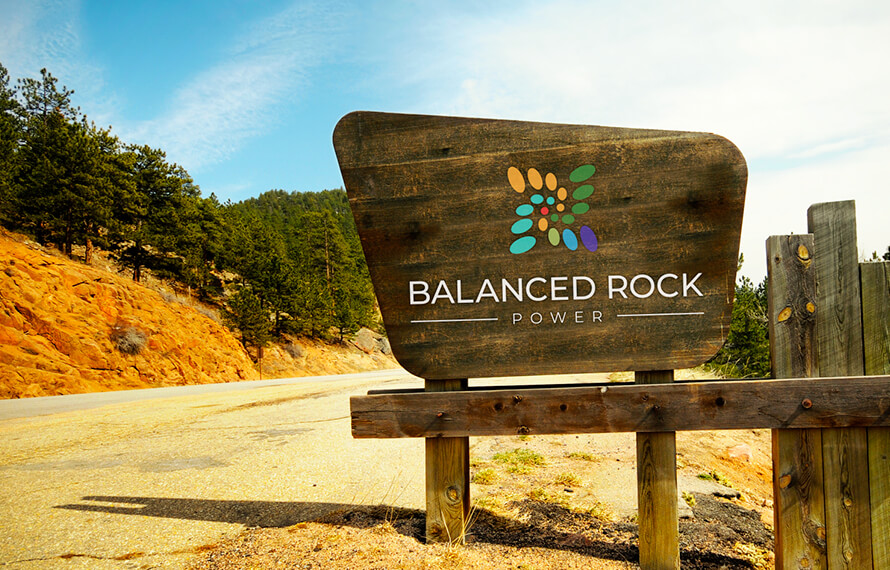 "Balanced rock power" sign